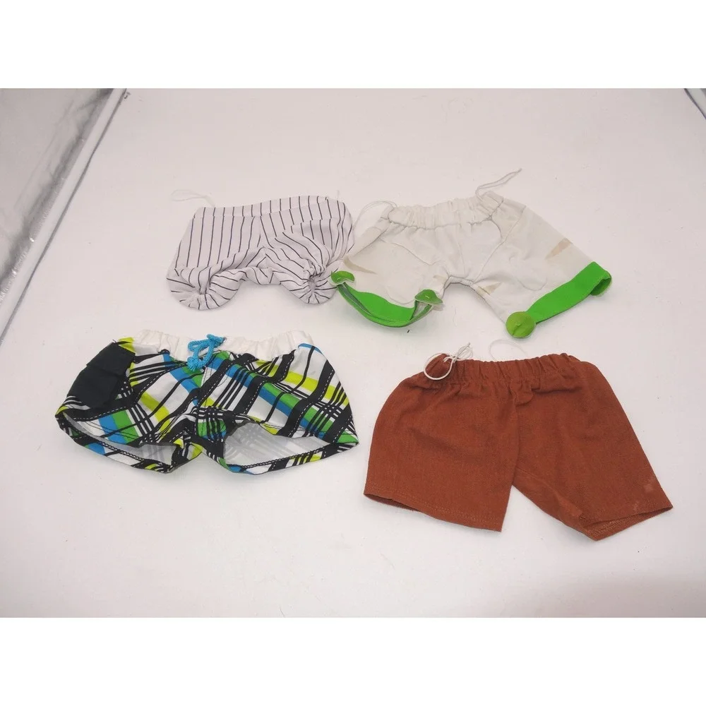 Build A Bear Workshop Plush Toy Shorts Mix Lot of 4 Pinstripe Plaid Brown White